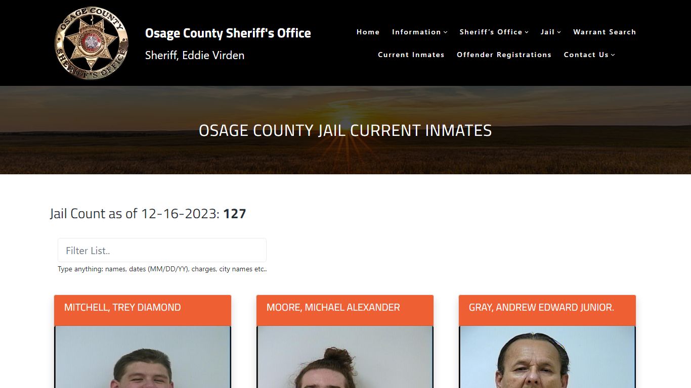 Osage County Jail Current Inmates – Osage County Sheriff's Office